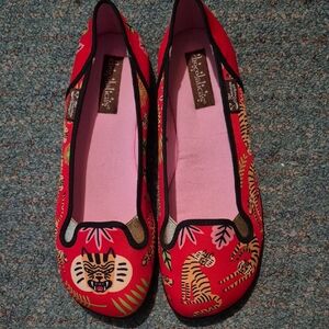 Chocolateies Red Tiger-Print Women's Ballet Flats